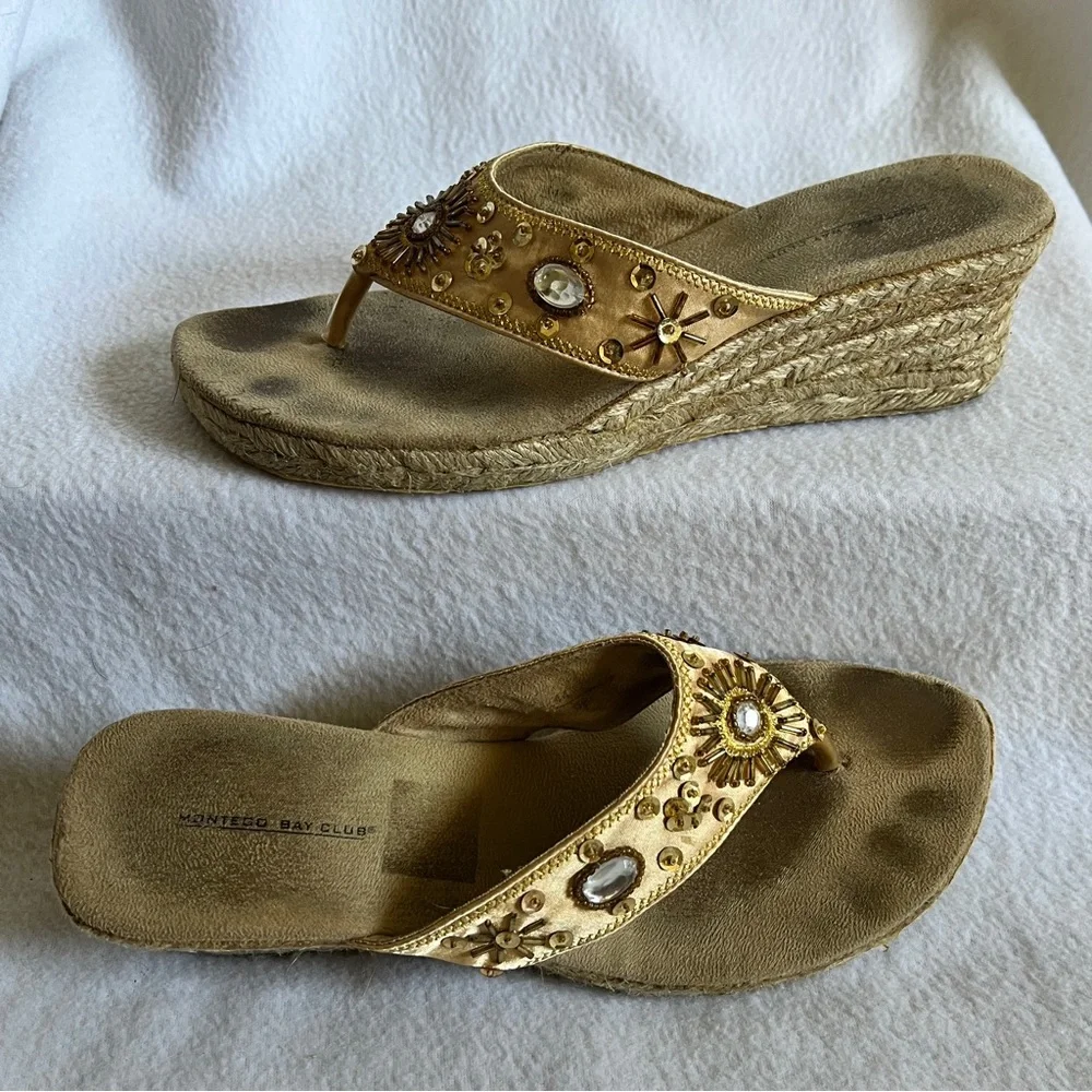 Vintage Montego Bay Club Beaded Espadrille Wedges - Picture 2 of 13